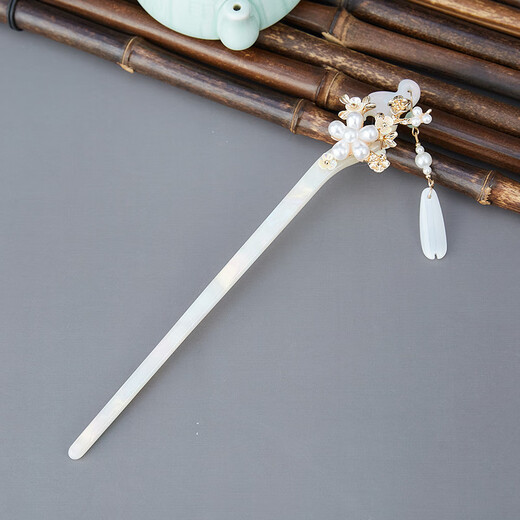 Wanbaozi Simple Summer Classical Daily Updo Hairpin Hosta Cheongsam Hanfu Matching Temperament Hairpin Ancient Style Headdress Women's Red Jade Hosta