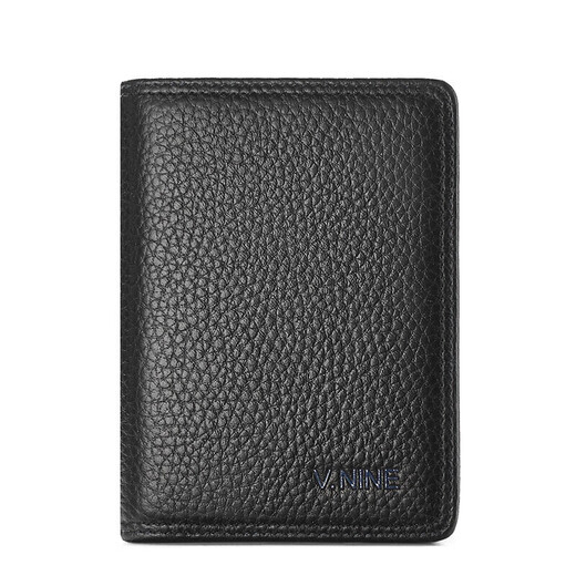 The9 (V.NINE) card holder, business card holder, thin cowhide leather driver's license leather case, anti-theft brush, NFC anti-degaussing bank card holder, mini small wallet, men's gift for husband, boyfriend's birthday gift, Valentine's Day, New Year's gift, black