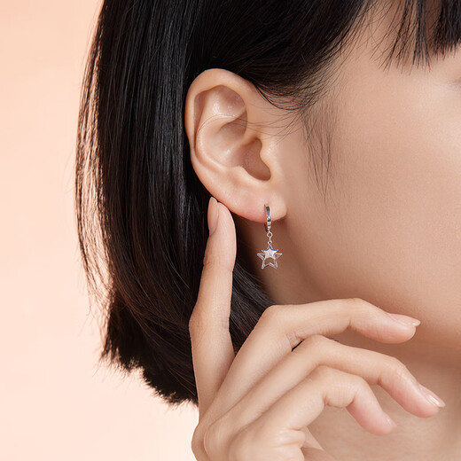 Liuguifu Jewelry PT950 Platinum Earrings Xingyun Mengye Platinum Stud Earrings for Women PT0200056 2.45g