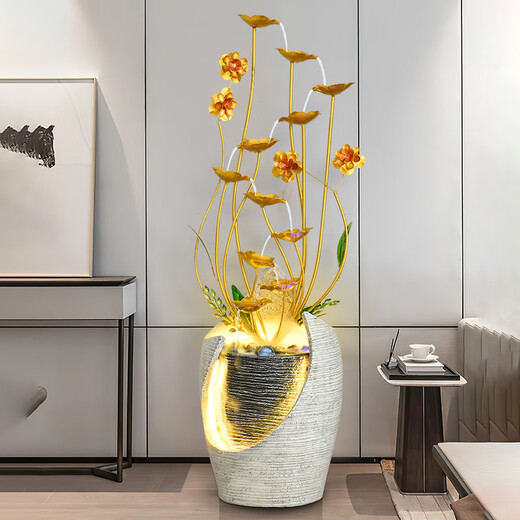 
Floor-standing light luxury running water ornaments circulating water living room office TV cabinet next to humidifier to make money bonsai decoration 9928A water bonsai + small iron flower 134CM