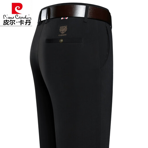 Pierre Cardin Frühlings- und Herbsthose Herren-Freizeithosen Herrenhosen mittleren Alters und älterer Daddy's Straight Anzughose High-End Long Hosen 16861 [dicker Stil ohne Samt] Schwarze Größe 29 [Taillenumfang 2 Fuß 2]