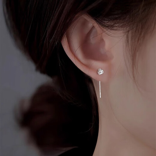 BJYL pure S999 pure silver Ruyi earrings for women 2026 new high-end tassel ear wires not prone to allergies student earrings earrings Ruyi knot small pair