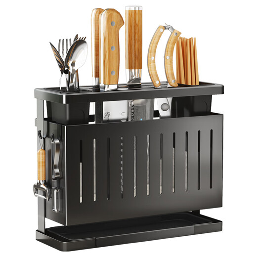 Shuaishi kitchen knife rack storage rack knife and chopstick storage rack chopsticks and spoon utensil storage rack multi-functional countertop wall hanging drain gray