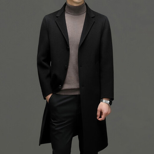 DK Abrigo de lana de doble cara 100% lana de alta gama para hombres Abrigo de lana largo por encima de la rodilla de invierno para hombres Abrigo de lana cortavientos de lana camel XL 180