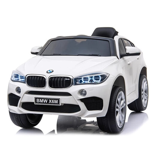 No more fun, no more children's electric car with remote control and seatable BMW with swinging four-wheel toy car for kids New Year's gift flagship black high door opening + soft wheel leather seat