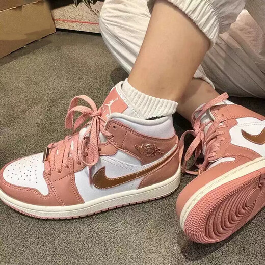 耐克（NIKE）女鞋运动鞋夏季新款AIR JORDAN 1 AJ1高帮板鞋耐磨防滑休闲鞋 FB9892-670粉金 37.5
