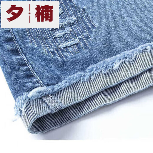 夕楠夏季新款弹力直筒高腰牛仔短裤女宽松显瘦百搭韩版破洞a字裤 698拉链款 30 /2.3尺建议120-130斤