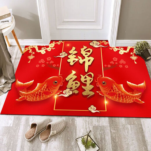 Beiyan floor mat red entry and exit safe entrance door mat household festive door mat water-absorbent and stain-resistant entrance bathroom carpet safe entry and exit money 100*200CM