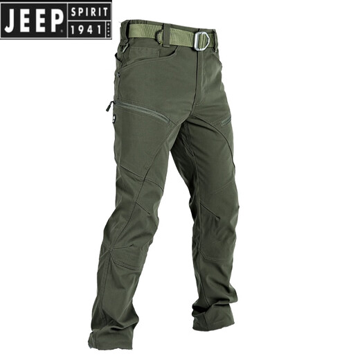 JEEP SPIRIT Jeep tactical trousers men's spring and autumn new loose training multi-pocket straight pants stretch casual outdoor overalls Khaki XL