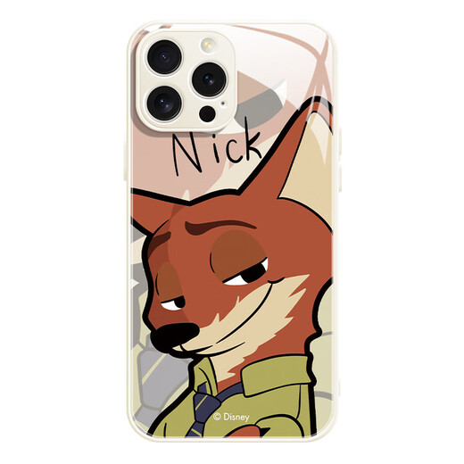 La nueva caja creativa de Judy Nick Apple de Disney, vidrio templado, cáscara dura, silicona, borde suave de Internet, celebridad loca Zootopia Cartoon de alta gama, una caja protectora de estilo de pareja adecuada [Glass Sand Pink] Judy-Bl673y iPhone16Plus