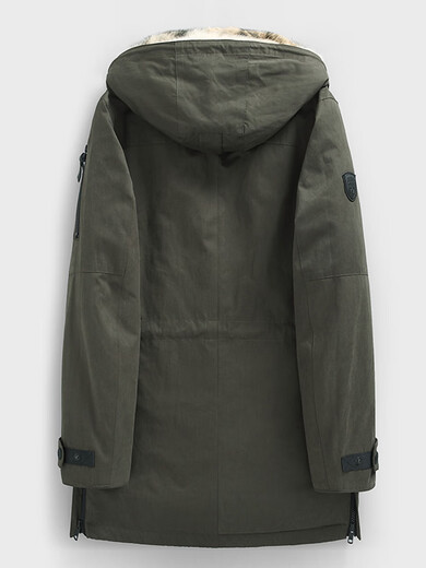 Misid Wolf Fur Coat Men's Wolf Fur Party Overcome Men's 2024 Winter Mid-Length Coyote Fur Thickened Korean Version Real Military Green Wolf Fur Liner Cashmere Sleeves 170L 110 to 120Jin Jin is equal to 0.5 kg