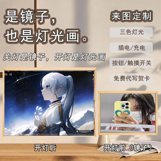 执爱葬送的芙莉莲周边灯光画卧室光灯漫画玄关过道小夜灯创意装饰 jz 1049-3 芙莉莲辛美尔cp 3色带开关 (3种白光) USB插电