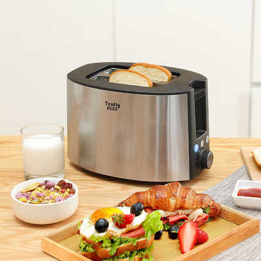 Tenfly Toaster Toaster Stainless Steel Multi-Slice Toaster Home Desktop Toaster Commercial Multi-Slice Bread Export to Domestic Sales One-Click Defrosting and Heating Includes Practical 3-piece Set