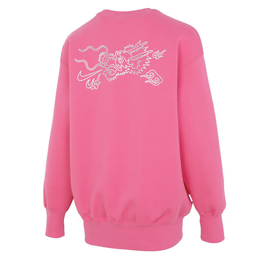 Nike (Nike) Sweatshirtjacke Frauen 2025 Sommer Neue Sportswear Strickted verdickte modische, warme runde Nackenpullover FZ6537-684 Barbie Powder M.
