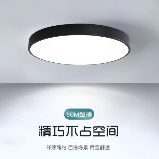 心语馨超薄卧室灯超亮客厅led吸顶灯现代简约房间阳台圆形大气语音灯具 白色圆形60CM/48瓦（卧室/餐厅） 三色调光