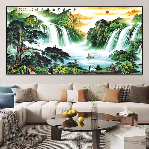 Dincmei Dingchuangmei Landscape Painting Stickers Living Room Decoration Painting Backer Wangcai Office Background Wall Sticker Self-adhesive Landscape Painting Mural 01. Flowing Water Makes Money Width 60cm-Height 30cm Self-adhesive Landscape Painting with Glue on the Back