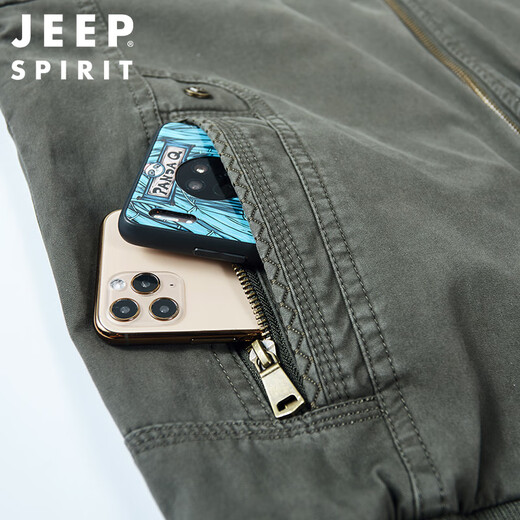 JEEP SPIRIT Jeep Jacket Men's Jacket Men's Autumn and Winter Stand Collar Washed Reversible Casual Men's Top Dark Blue 2XL