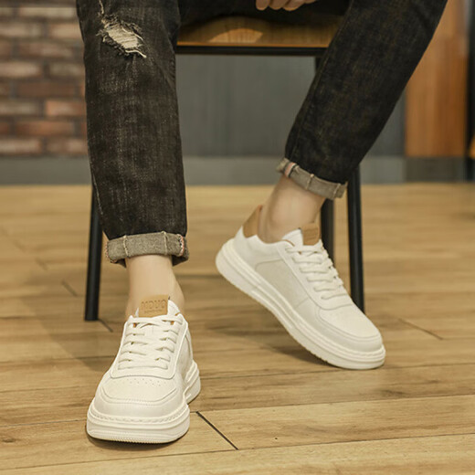 
Xingchangwang small white men's shoes thick sole comfortable and breathable trendy and versatile white casual men's sports running shoes student shoes Men's casual shoes - khaki 42