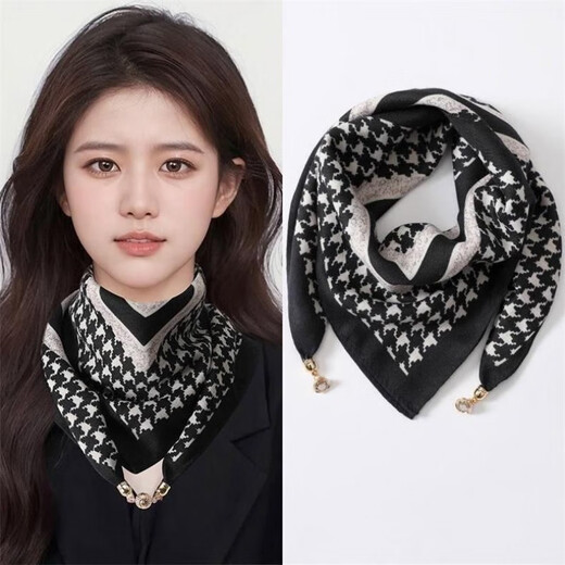 Enfermera Xin Hebilla Magnética Bufanda cuadrada Bufanda 2024 Versión coreana versátil y moderna Triángulo de moda y de moda Protección de cuello 2 paquetes- [Color antiguo+ ingenio único]+.+ 丨 Material de algodón y lino 丨 65*65cm 丨 Fabricación mejorada