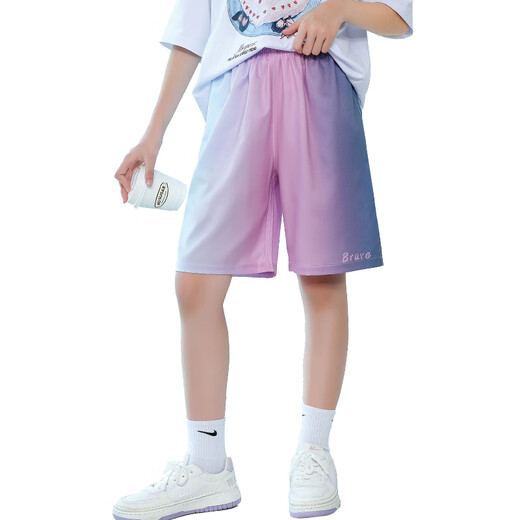 NICKYBABY girls shorts for summer wear children's mid-trousers quick-drying girls ice silk five-point pants big children's thin sports summer suit 3350 gradient 9922 white [set] 170