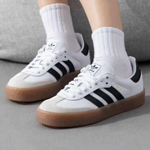 adidas Adidas Clover Women's Shoes New Summer Sports Shoes Fashion Retro Casual Shoes Sneakers Low Top Shoes JI1349 White and Black T-Teen Training Shoes 38