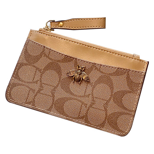 
Glorzd ultra-thin zipper coin wallet small wallet women's short premium bank card card bag coin bag driver's license leather case coffee color
