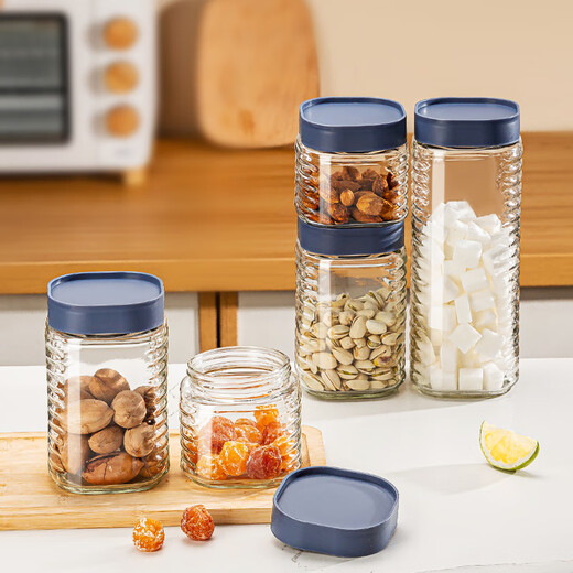 Green apple glass bottle sealed jar storage jar miscellaneous grains tea dried fruit snack bottle storage container tea jar small size 400ml