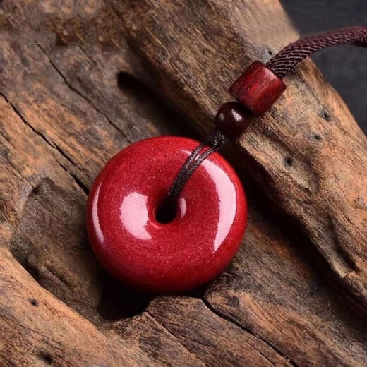 Cinnabar Peace Buckle Pendant Necklace for Men and Women Zodiac Year Sweater Necklace Birthday Gift Peace Buckle Necklace Large 3cm