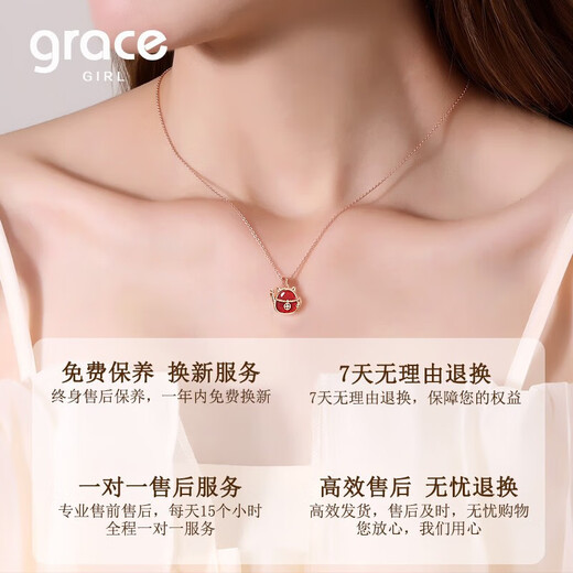 Grace Girl Diamond Lucky Cat Necklace for Women, Light Luxury, High-level Birth Year Gift for Girlfriend and Wife, Practical and Heartfelt Birthday Gift, Diamond Lucky Cat Necklace, Love Rose Gift Box