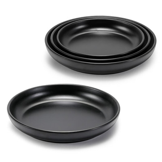 Chengliu Imitation Porzellan Tischgeschirr schwarzer Teller rund kommerzielle Buffetplatte Barbecue Hotpot Schale Runde Platte Plastikknochenmodelle W5009 Schwarz