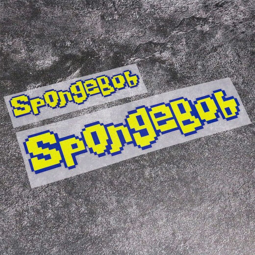 SpongeBob Pixel Mobile Aufkleber Pixel SpongeBob Cartoon Creative Car Aufkleber Pai Star Automotive Pixel Englisch kleiner Trompete 12x2,6 cm
