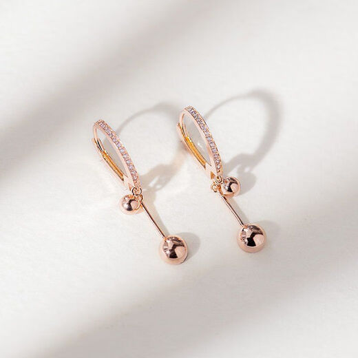 DL 1998 Fat Donglai same style 18k rose gold earrings made by love for women au750 color gold earrings temperament gold beads inlaid 18K rose gold pair