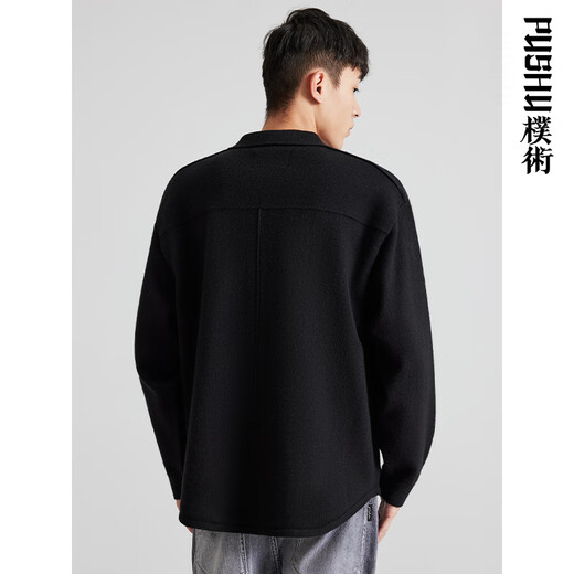 PTIMISTIC ATTITUDE（OPTIMISTIC ATTITUDE）Public men’s clothing spring and autumn new simple and versatile lapel jacket men’s fashionable high-end light luxury knitted cardigan black S