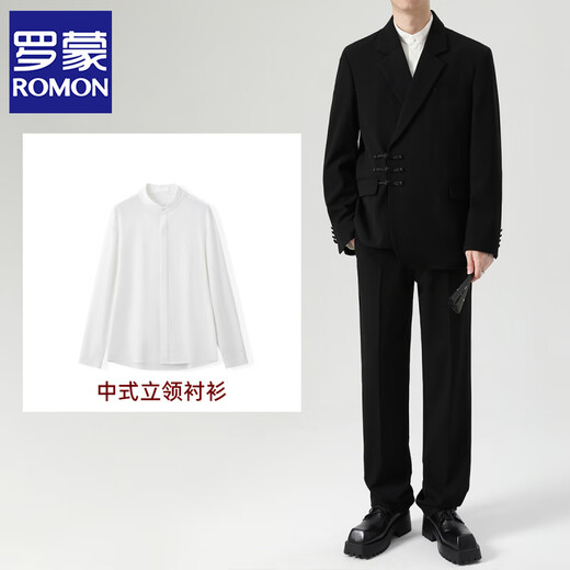 ROMON New Chinese tunic suit, stand collar, engagement groom suit, men's wedding, high-end national style suit jacket, single jacket M