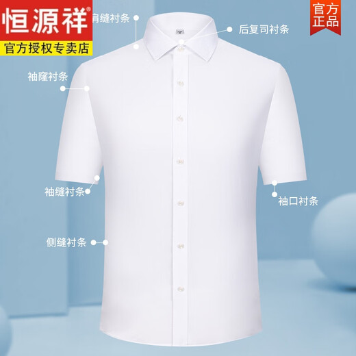 恒源祥【竹纤维】男士短袖衬衫2024夏季新款易打理衬衣职业正装上衣 DX6623 38