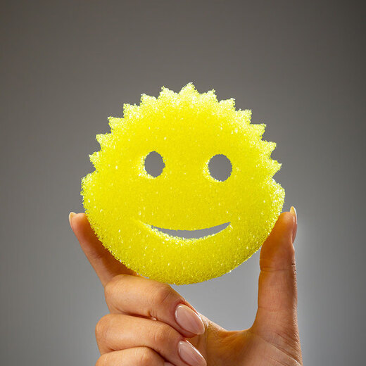 SCRUB DADDY dishwashing sponge imported from the United States smiley face cleaning scrubbing dish wiping scouring pad magic cleaning household rag single sided yellow 1 piece