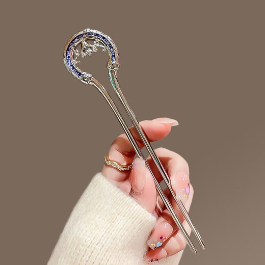 National style classical U-shaped hairpin for women, blue and white porcelain, new Chinese style temperament hairpin, high-end hairpin, hairpin, hairpin, blue and white porcelain pearl-U-shaped hairpin gold