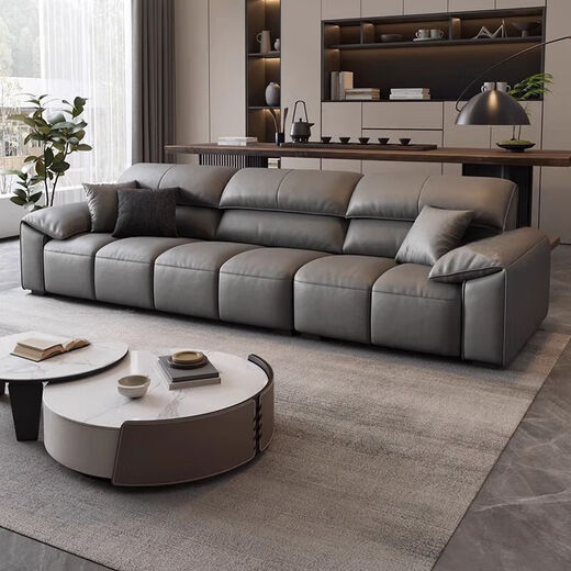 DUOFEI Kingdom Geothe Great Leather Sofa italien MINIMALISTIQUE MOWNIMAL MOWNI-PERSON PERSONNE DIRECT ROW APPARTEMENT 2025 NOUVEAU Meubles de salon Y728 Version de luxe de 3,2 mètres à rang direct direct [Modèle de latex] Emballage complet Couche de vache
