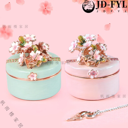 Fantasy high-end light luxury export Russian enamel jewelry box OSEWAYA Japanese Picals jewelry box Sakura male oval cherry blossom box-pink original Uchimura