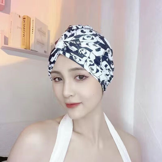 Zailu long and short hair, fashionable and cute ear-protecting fabric swimming cap, good-looking, hot spring swimming cap for women with small face, 2001 black Mickey hat + nose clip earplugs
