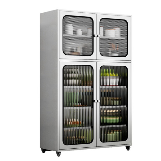 Ling Yuxun customized wholesale 304 stainless steel kitchen cupboard multi-functional kitchen storage cabinet storage kitchen cabinet rural household pot 201 stainless steel door 700 wide double door