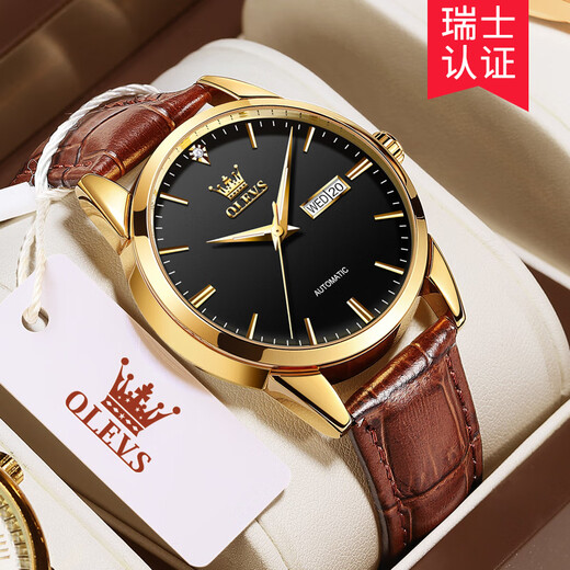 
OLEVS (OLEVS) Top 10 Swiss certified watches for women fully automatic mechanical watches for simple temperament for women watches for wife gifts [upgraded version] 6629 men-brown leather black face