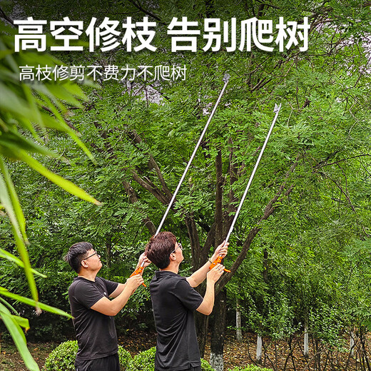 Delixi high-altitude pruning shears telescopic pole stainless steel pruning high-branch fruit trees pruning branches special scissors and saw integrated 2 meters - upgraded stainless steel reinforcement rod + spare blade