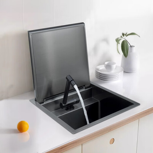 
Kohler-Ingenious Invisible Small Sink 304 Stainless Steel Bar Single Slot Mid-Island With Damping Cover Hidden Mini B4839 Flip Cover Cup Washer Damping Model + Lifting Pump