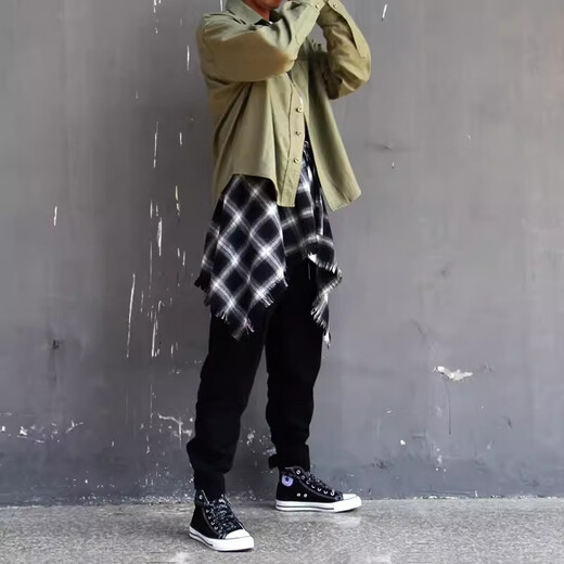 JIOESC plaid skirt butt curtain for women one piece small butt curtain autumn and winter wear artifact layered with pants high street hip-hop male red and black small grid regular one size fits all (80-180Jin Jin is equal to 0.5 kg)