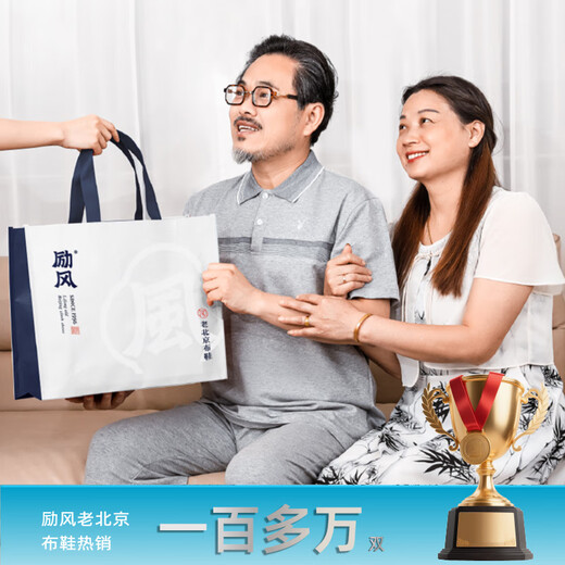 Li Feng old Beijing cloth shoes thousand layer beef tendon sole Chinese style one-leg middle-aged and elderly dad casual wear-resistant breathable black shoes 40