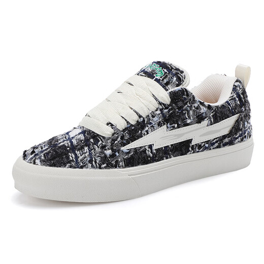LIGHTNING X STORM Picasso paintings co-branded Xiaoxiang style casual lightning bread shoes couple canvas sports board shoes men and women D6227 dark cloud black 41