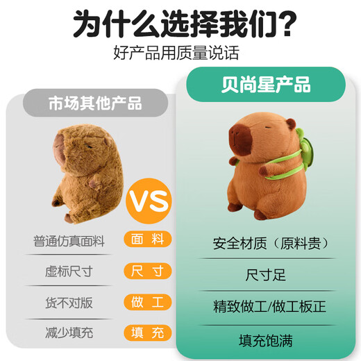 Beishangxing Kapibala doll Capybara doll birthday gift for women plush toys rag doll men backpack turtle 45cm