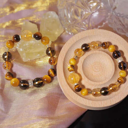 Hengli Jia Putuo Mountain Jinba Grand Comprehensive Gold and Silver Mountain Yellow Pagoda Crystal Explosive Citrine Gold Tiger Eye Stone 10m Top Bead 12m Collection 10mm - including identification certificate sent directly from Putuo Mountain
