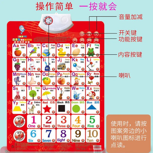 儿童学拼音学数学早教神器一年级学习字母乘法表点读有声挂图墙贴 汉字+1-100